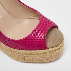 Pre Owned Brian Atwood Pink/Purple Water Snakeskin Leather Wedge Pumps Size 37