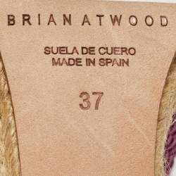 Pre Owned Brian Atwood Pink/Purple Water Snakeskin Leather Wedge Pumps Size 37