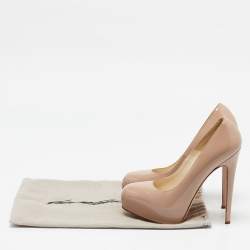Brian Atwood Beige Patent Leather Platform Pumps Size 37