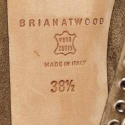 Brian Atwood Olive Green Suede Chain Embellished Booties Size 38.5