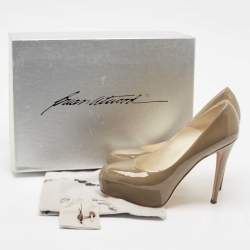 Brian Atwood Grey Patent Leather Platform Pumps Size 38