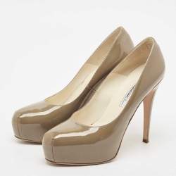 Brian Atwood Grey Patent Leather Platform Pumps Size 38