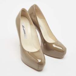 Brian Atwood Grey Patent Leather Platform Pumps Size 38