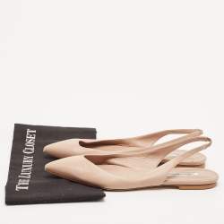 Brian Atwood Beige Leather Slingback Sandals Size 39