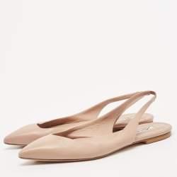 Brian Atwood Beige Leather Slingback Sandals Size 39