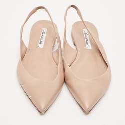 Brian Atwood Beige Leather Slingback Sandals Size 39