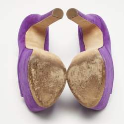Pre Owned Brian Atwood Purple Suede Platform Open Toe Pumps Size 36