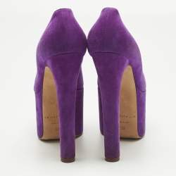 Pre Owned Brian Atwood Purple Suede Platform Open Toe Pumps Size 36