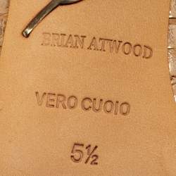 Pre Owned Brian Atwood Size 35.5 Metallic Python Leather Open Toe Pumps