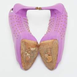 مملوكة مسبقًا صندل بريان أتوود جلد وردي مرصع مقدمة مفتوحة بحزام للكاحل مقاس 38