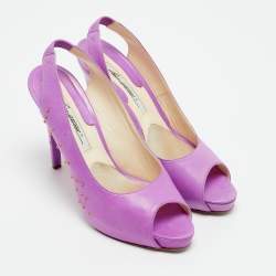 مملوكة مسبقًا صندل بريان أتوود جلد وردي مرصع مقدمة مفتوحة بحزام للكاحل مقاس 38