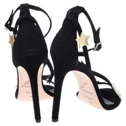 Pre Owned Brian Atwood Black Suede Licata Star Applique Sandals Size 39