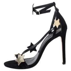 Pre Owned Brian Atwood Black Suede Licata Star Applique Sandals Size 39