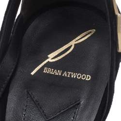 Pre Owned Brian Atwood Black Suede Licata Star Applique Sandals Size 39