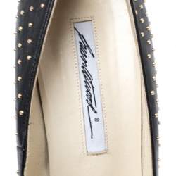 Brian Atwood Black Leather Studded Platform Pumps Size 38.5