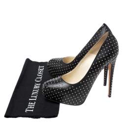 Brian Atwood Black Leather Studded Platform Pumps Size 38.5