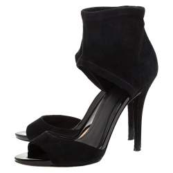 Brian Atwood Black Suede Correns Ankle Cuff Sandals Size 36.5