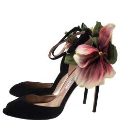 Brian Atwood Black Suede Peep Toe Ankle Strap Oriana Sandals Size 39