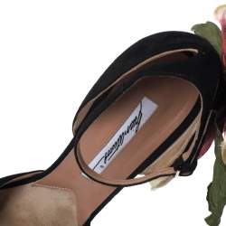 Brian Atwood Black Suede Peep Toe Ankle Strap Oriana Sandals Size 39