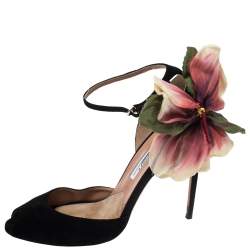 Brian Atwood Black Suede Peep Toe Ankle Strap Oriana Sandals Size 39