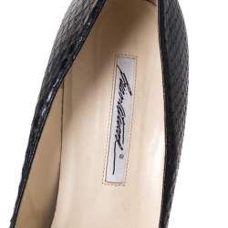 Brian Atwood Black Python Embossed Leather Platform Pumps Size 40