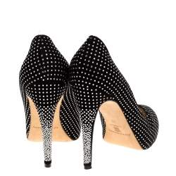 Pre Owned Brian Atwood Black Suede Crystal Embellished Tori Strass Pumps Size 40