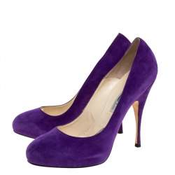 Brian Atwood Purple Suede Hidden Platform Pumps Size 40