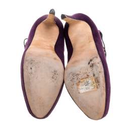 Brian Atwood Purple Suede Leather Lola Platform Pumps Size 38.5