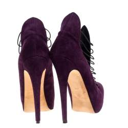 Brian Atwood Purple Suede Leather Lola Platform Pumps Size 38.5