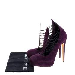 Brian Atwood Purple Suede Leather Lola Platform Pumps Size 38.5