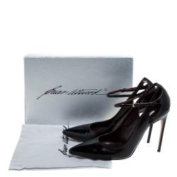 Pre Owned Brian Atwood Black Patent Leather Marissa Ankle Straps Pumps Size 39