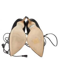 Pre Owned Brian Atwood Black Calf Hair Adelaide Ankle Wrap Pumps Size 38