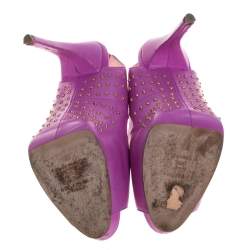 Brian Atwood Pink Leather Studded Peep Toe Slingback Sandals Size 38