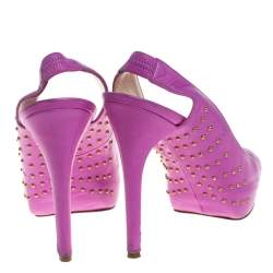 Brian Atwood Pink Leather Studded Peep Toe Slingback Sandals Size 38
