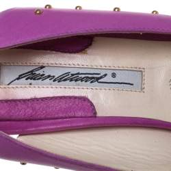Brian Atwood Pink Leather Studded Peep Toe Slingback Sandals Size 38