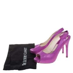 Brian Atwood Pink Leather Studded Peep Toe Slingback Sandals Size 38