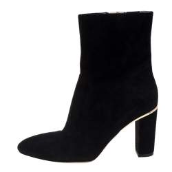 Brian Atwood Black Suede Zipper Detail Boots Size 39