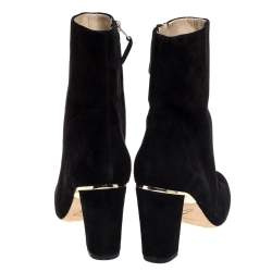 Brian Atwood Black Suede Zipper Detail Boots Size 39
