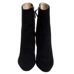 Brian Atwood Black Suede Zipper Detail Boots Size 39