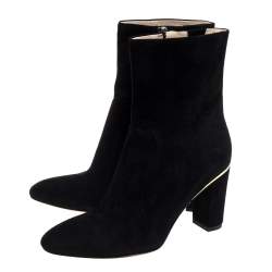Brian Atwood Black Suede Zipper Detail Boots Size 39