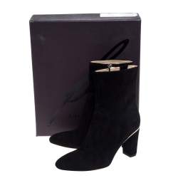 Brian Atwood Black Suede Zipper Detail Boots Size 39