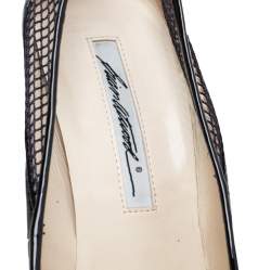 Brian Atwood Black Patent Leather And Mesh Platform Pumps Size 36.5