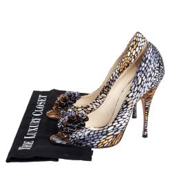 Brian Atwood Multicolor Satin Peep Toe Pumps Size 38.5