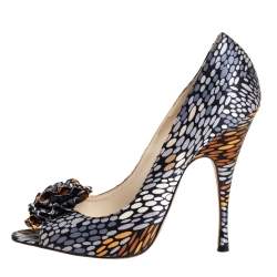Brian Atwood Multicolor Satin Peep Toe Pumps Size 38.5