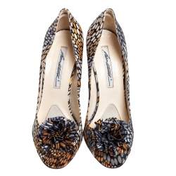 Brian Atwood Multicolor Satin Peep Toe Pumps Size 38.5