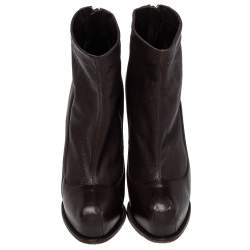 Brian Atwood Burgundy Leather Ankle Length Boots Size 38.5