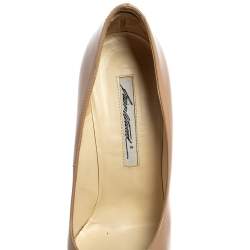 Brian Atwood Beige/Black Patent Leather Platform Pumps Size 36