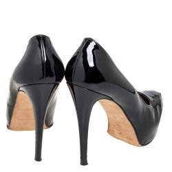 Pre Owned Brian Atwood Black Patent Leather Platform Pumps Size 42