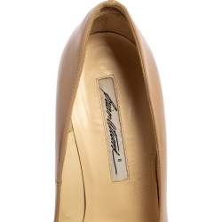 Brian Atwood Beige Patent Leather Platform Pumps Size 36.5