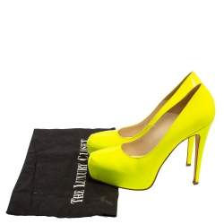 Brian Atwood Neon Green  Patent Leather Platform Pumps Size 36.5